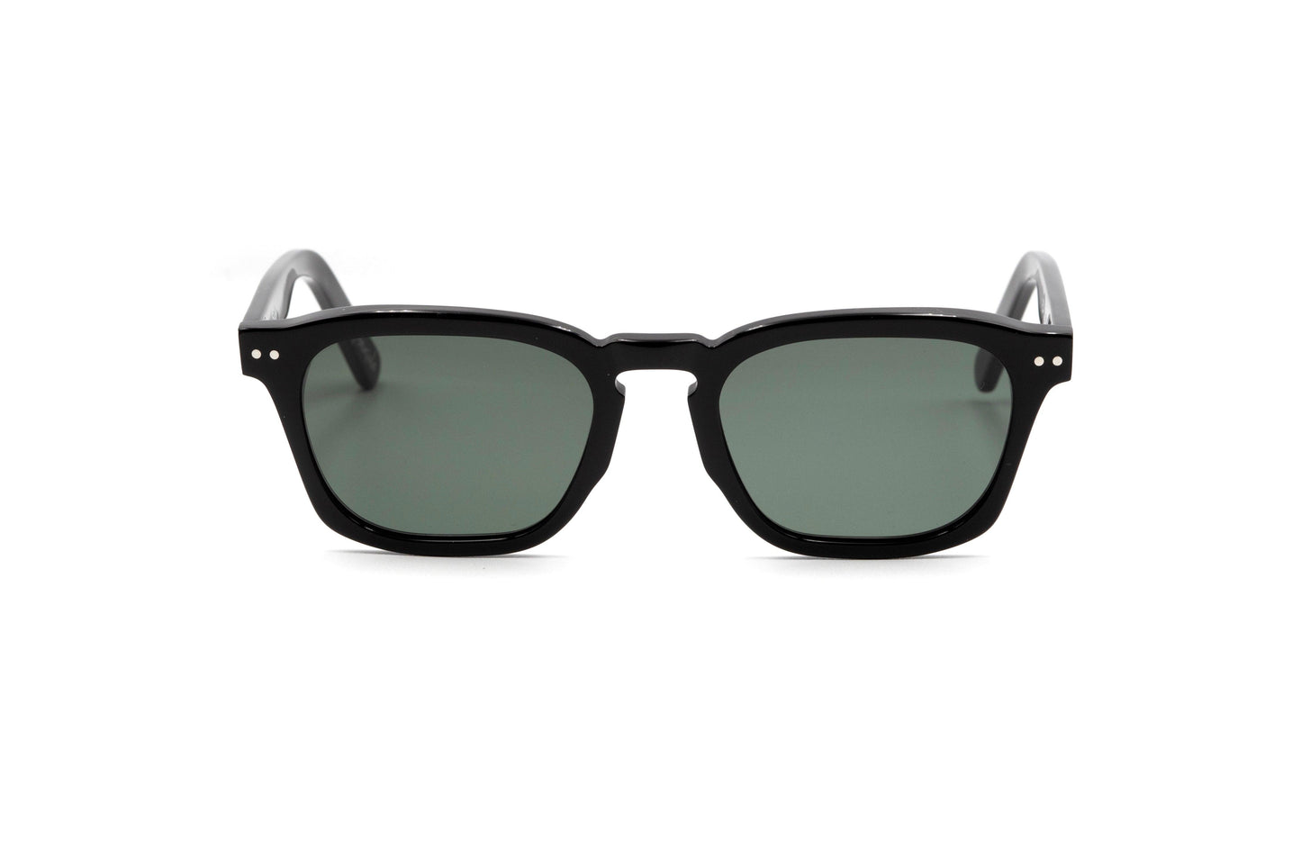 Genoa Black sunglasses front view with green lenses.